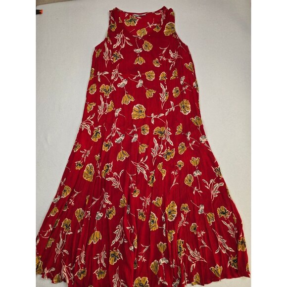 Woman Within Dresses & Skirts - Woman Within Sleeveless Floral Red Maxi Dress M 14/16